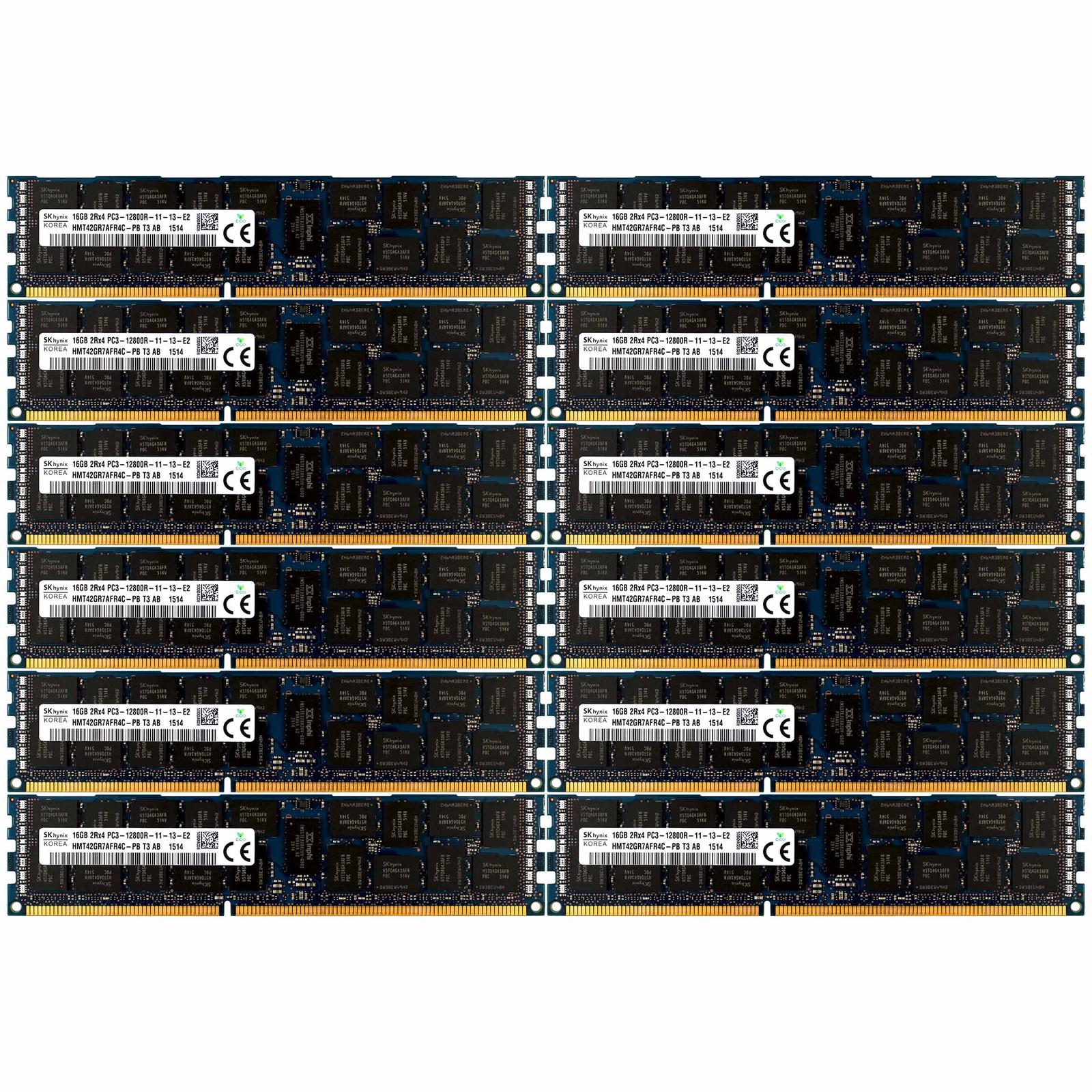 PC3-12800 12x16GB HP Proliant DL585 DL980 ML370 SL165S SL165Z G7 Memory Ram