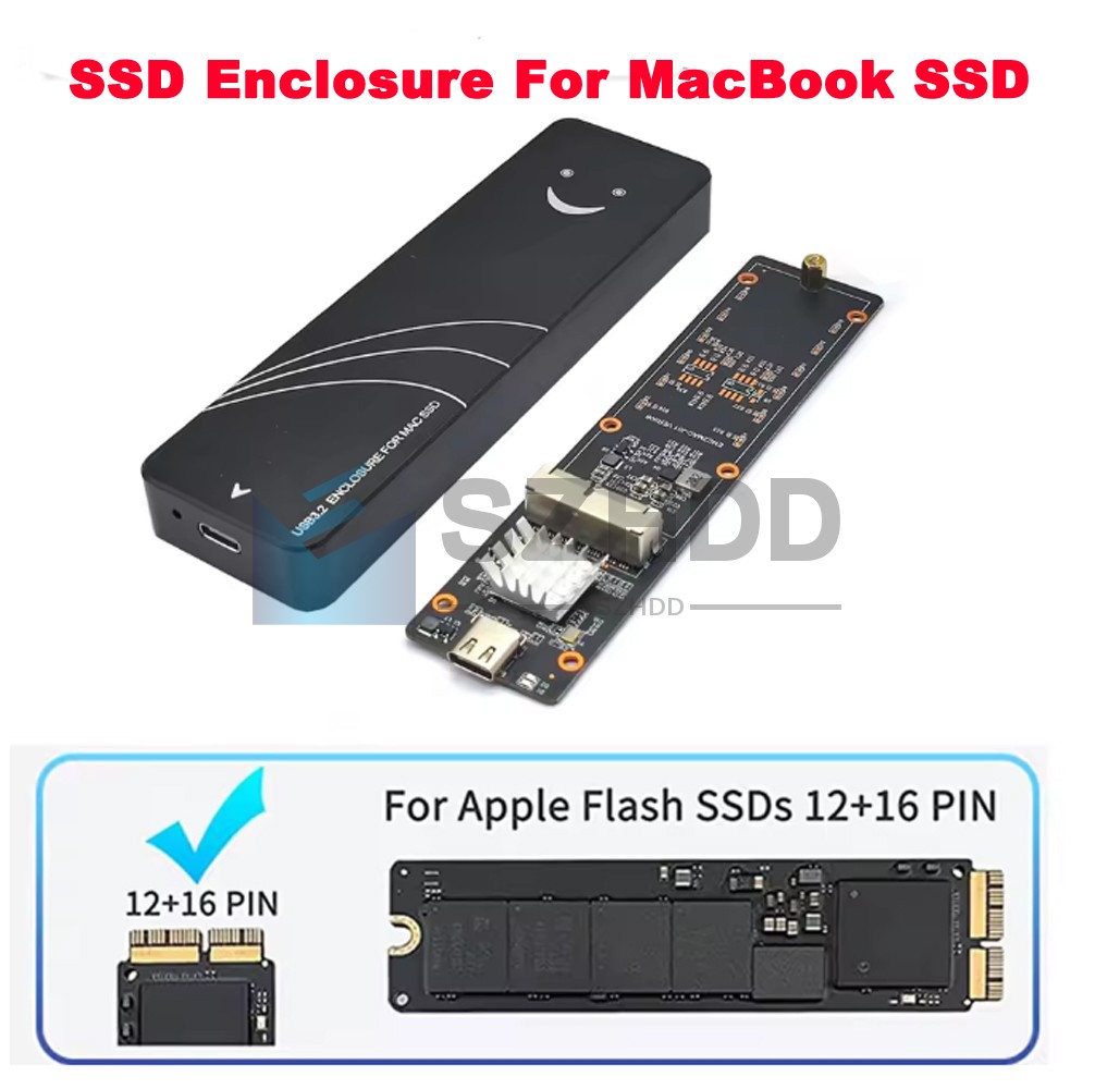 NEW USB 3.2 Enclosure For 12+16 PIN Apple MacBook Air 2013-2017 A1465 A1466 SSD