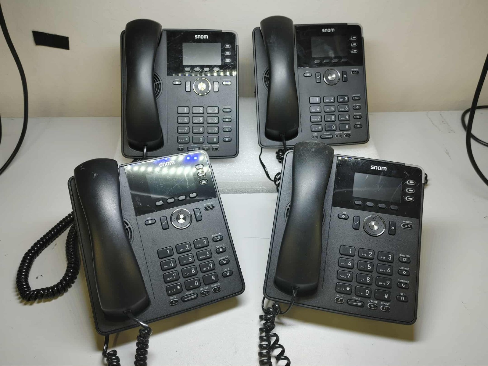lot of 4 Snom D717 SIP Black Desk Phone 2.8" LCD 4 SIP Phone System