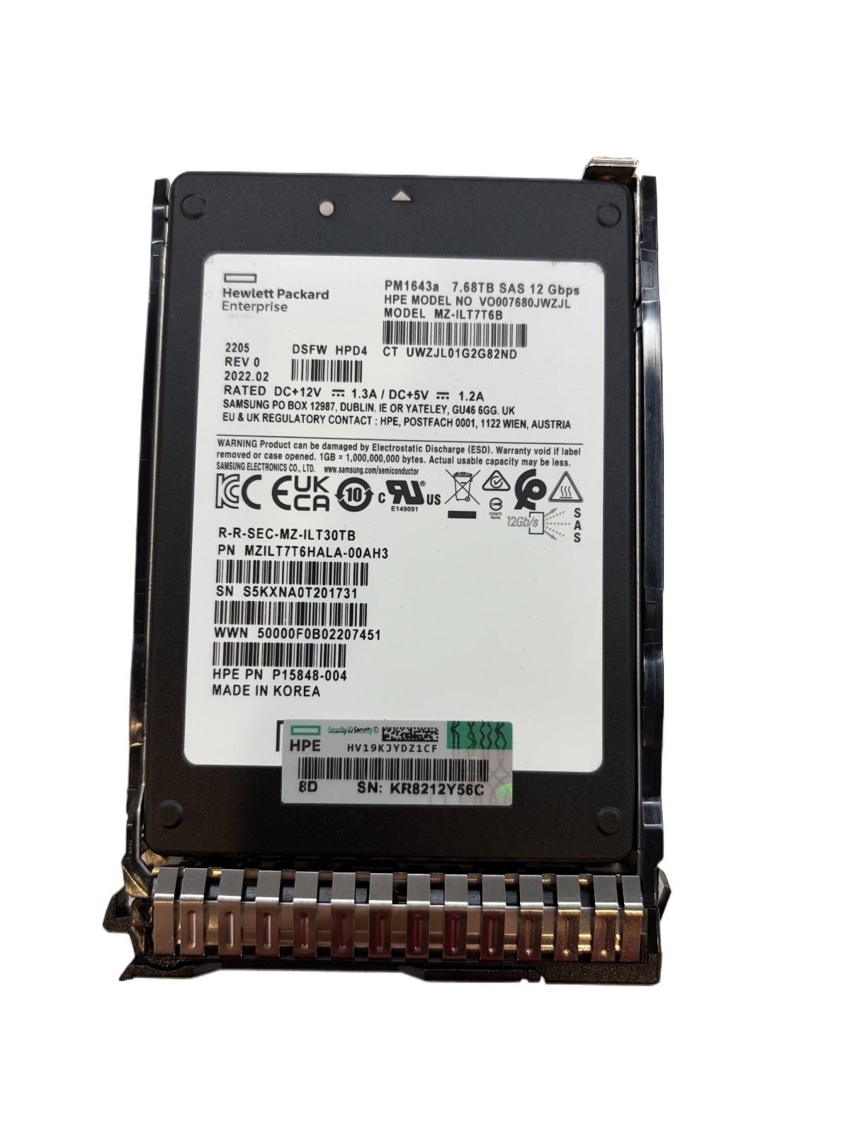 P19909-B21 P15848-004 HPE P19909-B21 PM1643a 7.68TB SAS 12Gbps SFF SSD