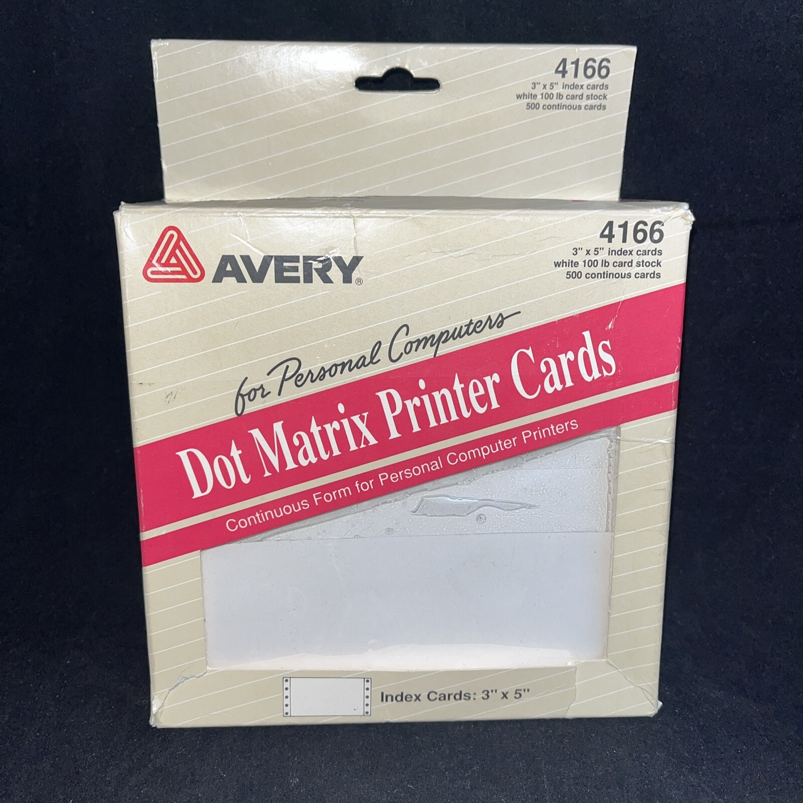 Avery Dot Matrix Printer Cards 4166 NIB 3"x5" 500 Continuous Index Cards NOS