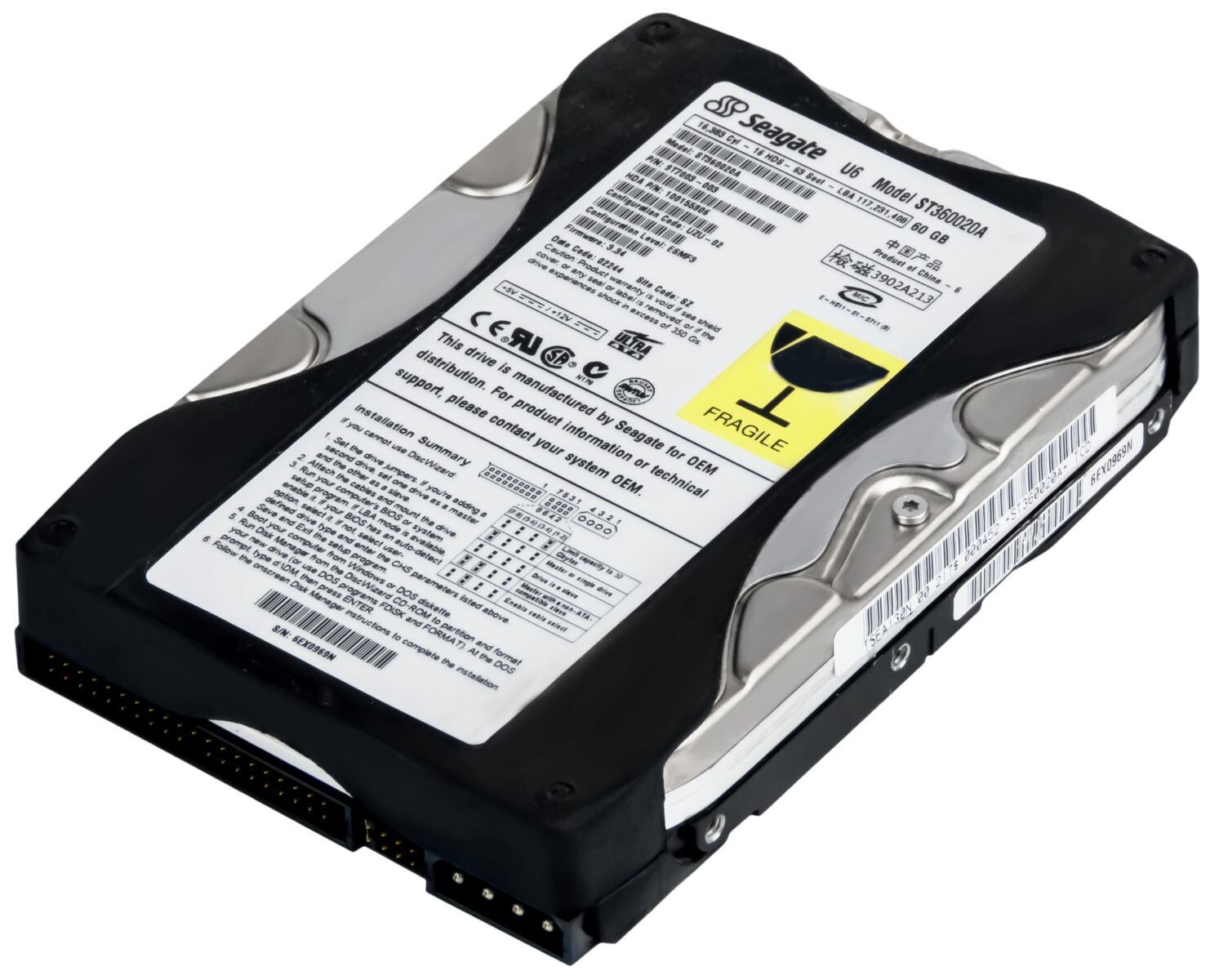 HARD DRIVE SEAGATE U6 ST360020A 60GB 5.4K 2MB ATA 3.5''