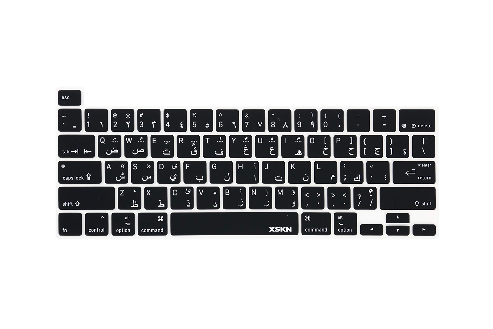 XSKN Arabic/English Bilingual Design Black Silicone Keyboard Cover Skin