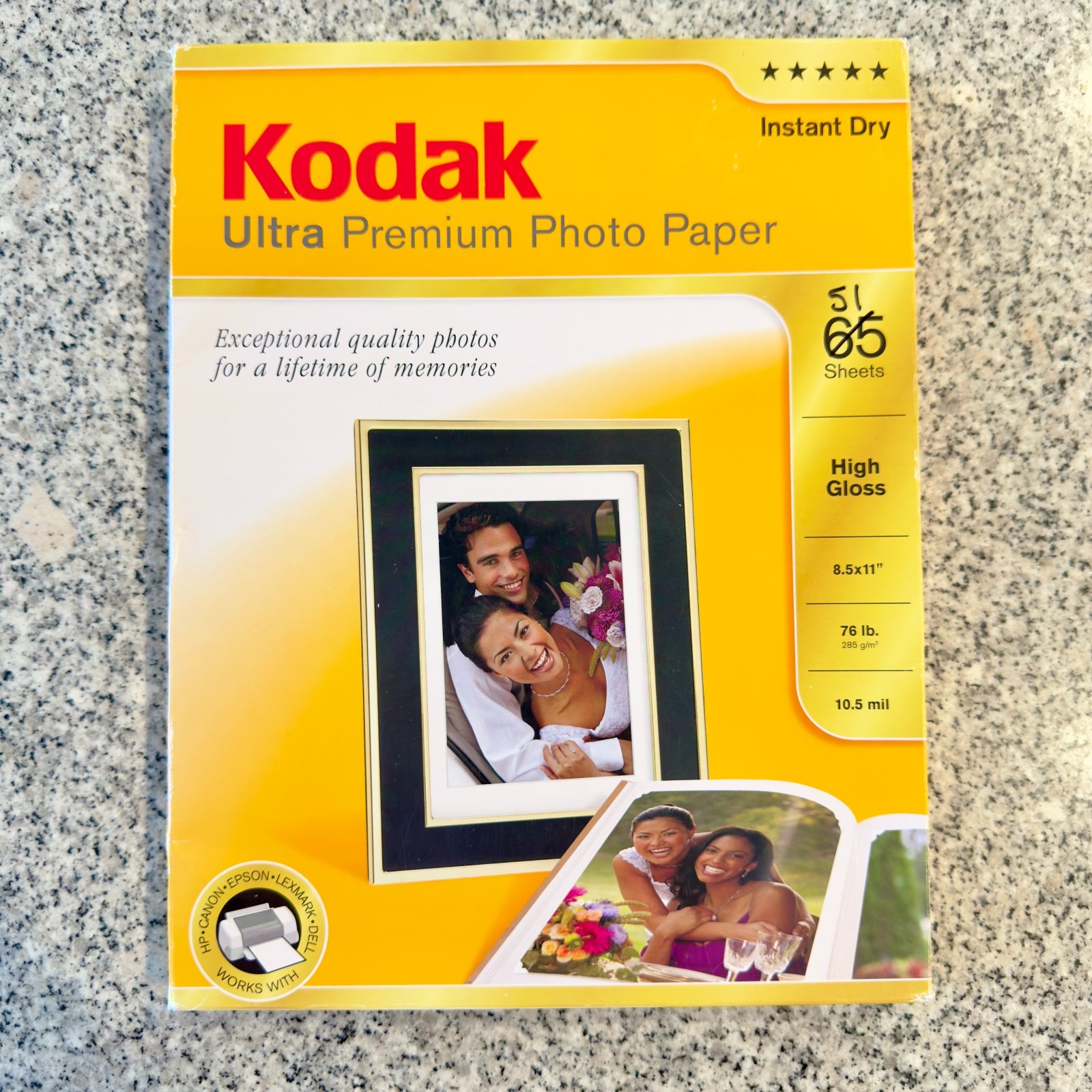 Kodak Ultra Premium Photo Paper High Gloss Instant Dry 51 SHEETS Letter 76-lb