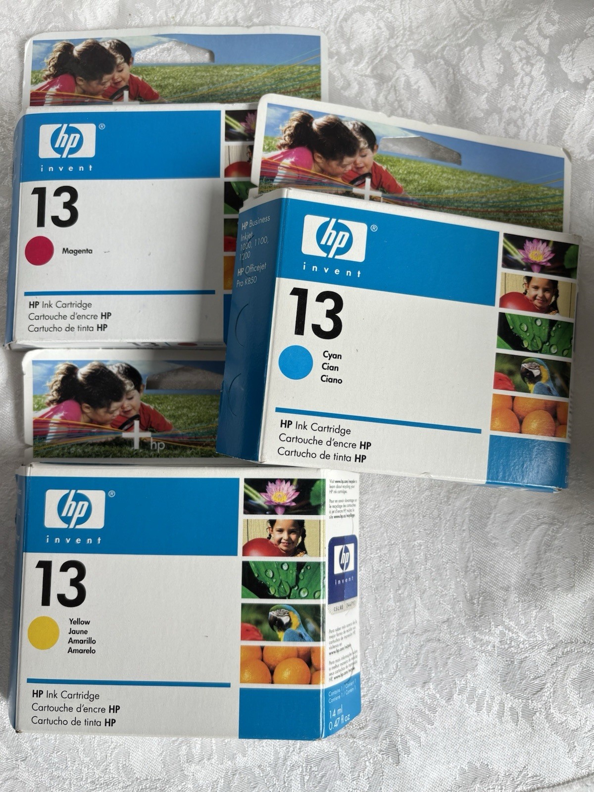 HP Ink Cartridge Lot Invent 13 Yellow, Magenta, Cyan OEM 03/2009 C4815A C4816A
