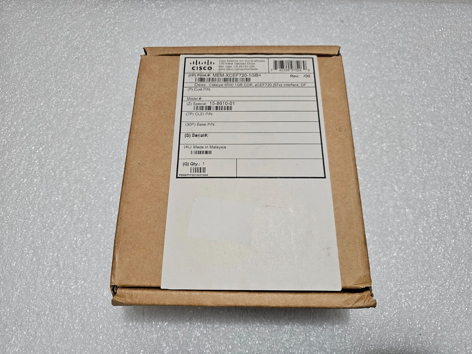 Cisco MEM-XCEF720-1Gb= Catalyst 6500 1Gb DDR, xCEF720 (67xx interface, DF) NEW