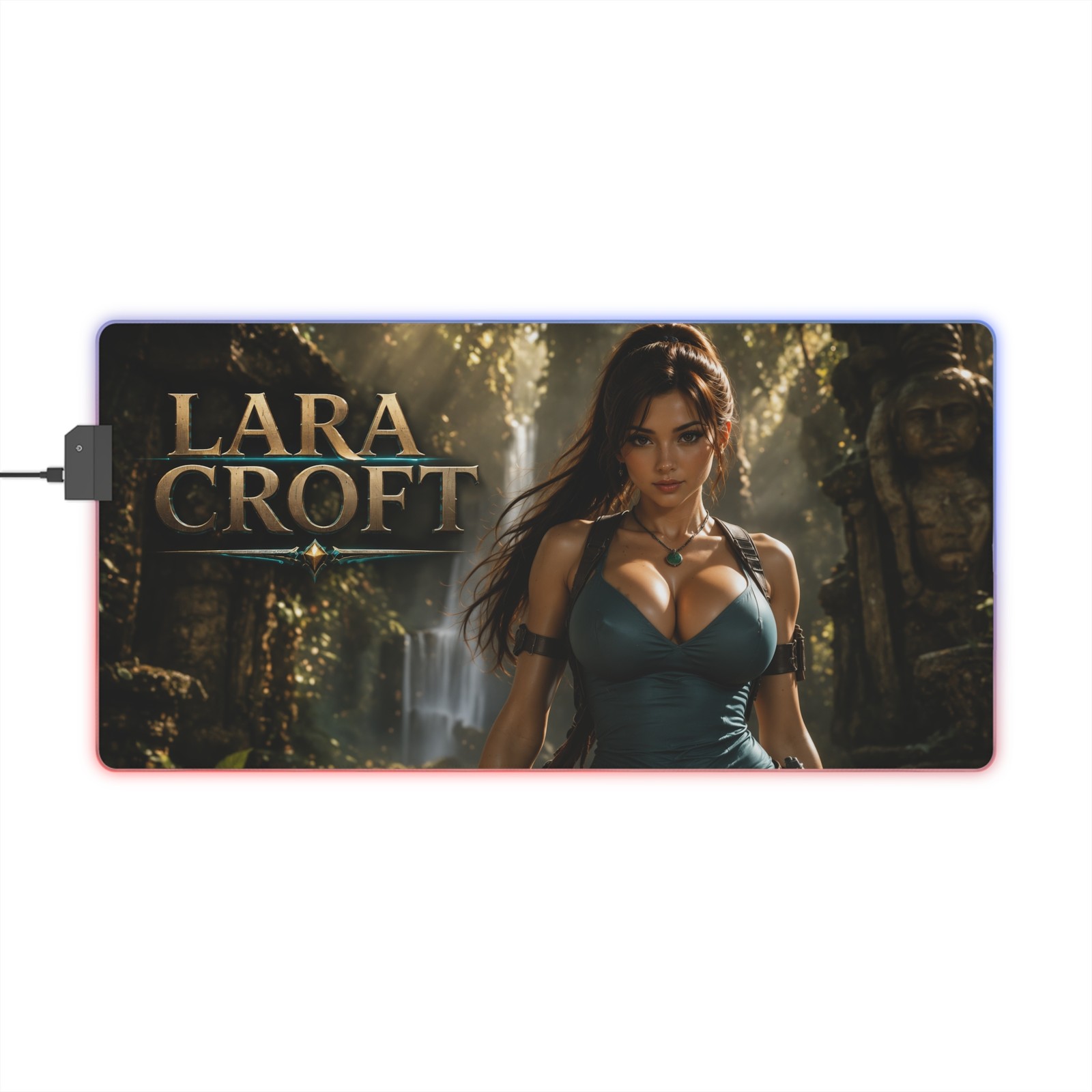 Gaming Keyboard Mat Lara Croft RGB LED Mouse Pad Desk Mat PC Setup Decor