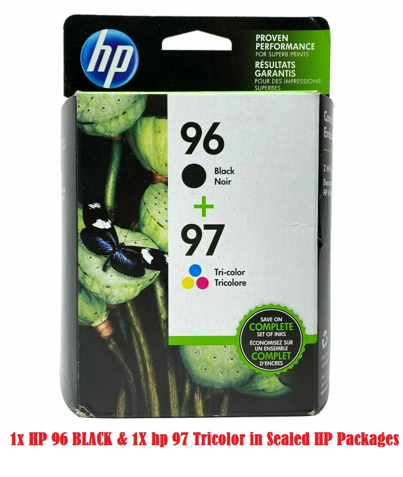2 pack Genuine HP 96 Black & 97 Tri Color Combo Ink cartridge for Printer OEM 