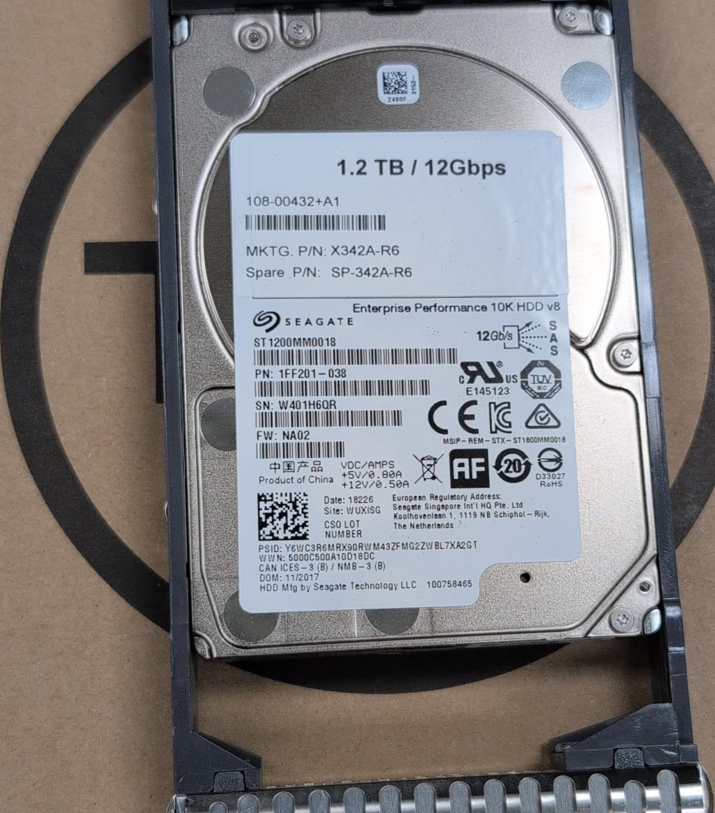 NetApp ST1200MM0018 1.2TB SAS Disk Array Hard Drive for SAN/NAS P/N SP-342A-R6 