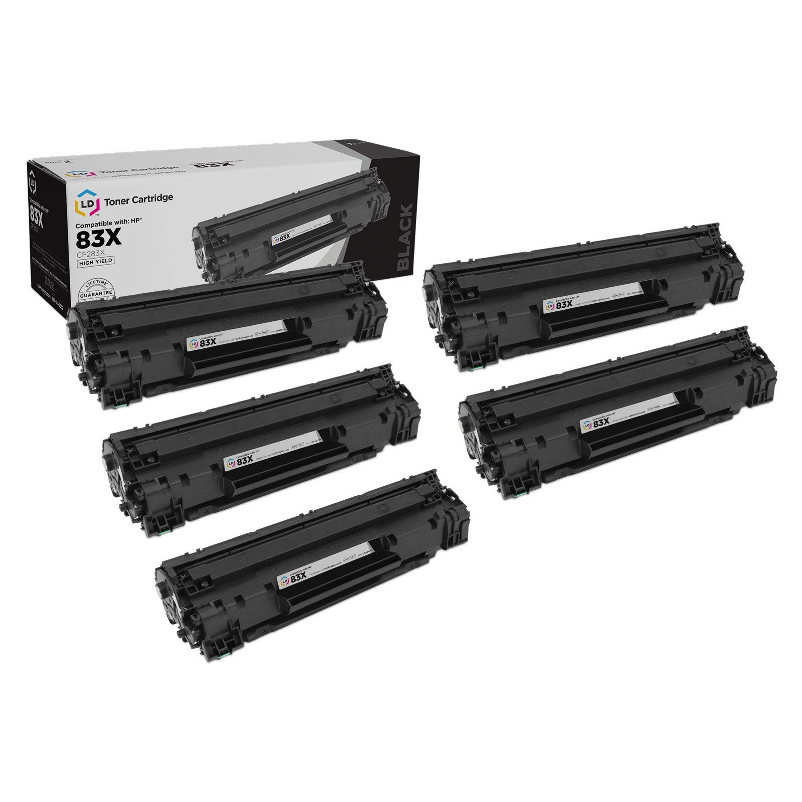 LD Compatible for HP CF283X/83X 5PK HY BLK Toners for LaserJet Pro M201dw/M225dn