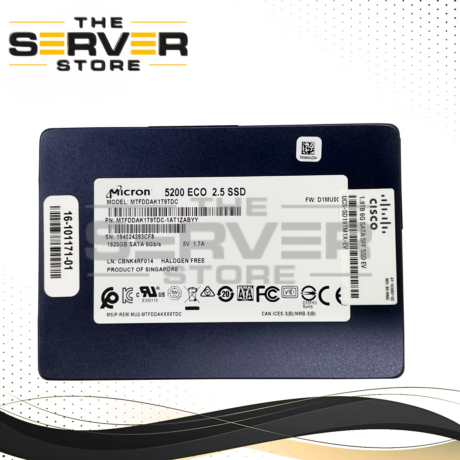 Cisco 1.92TB SATA 6G 2.5 SSD 5200 ECO 16-101171-01 UCS-SD19TM1X-EV MTFDDAK1T9TDC