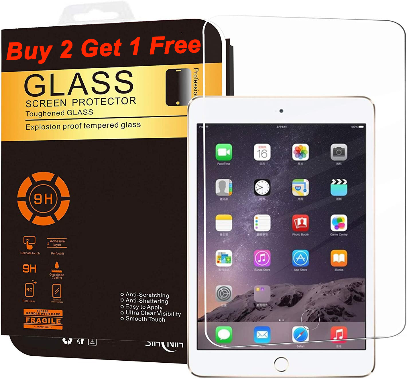 Premium Tempered Clear Glass Screen Protector For i Pad Mini 1/2/3 Generation