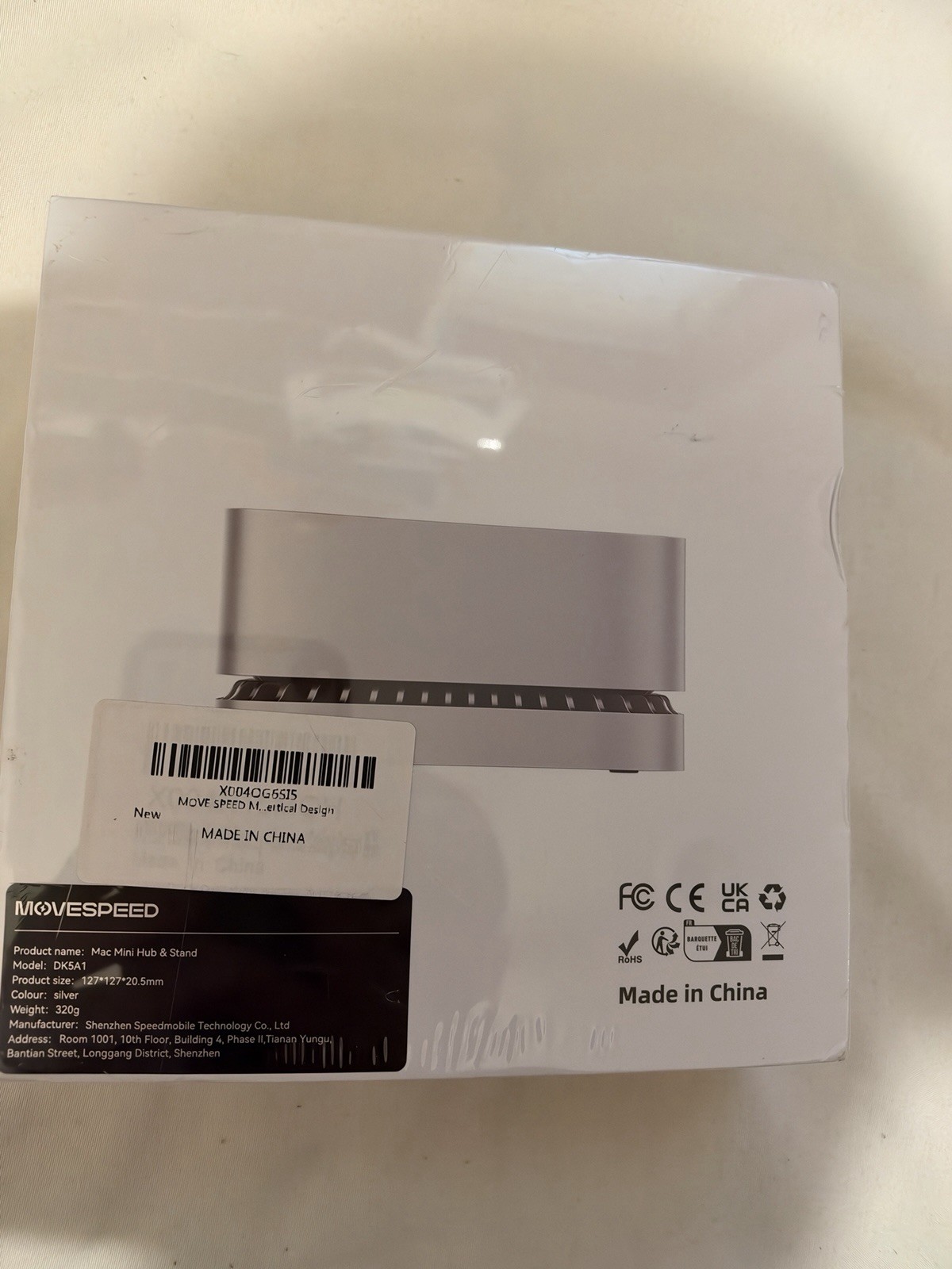 RayCue Mac Mini Hub & Stand, Model DK5A1 NEW In Box Silver 40G **plastic torn**