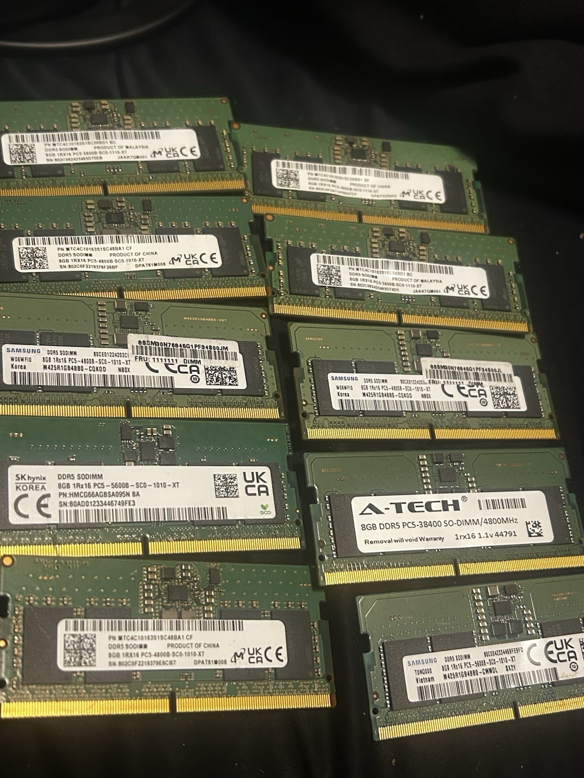 8gb Ddr5 Laptop Ram Mixed Brands And Speed Lot Of 10