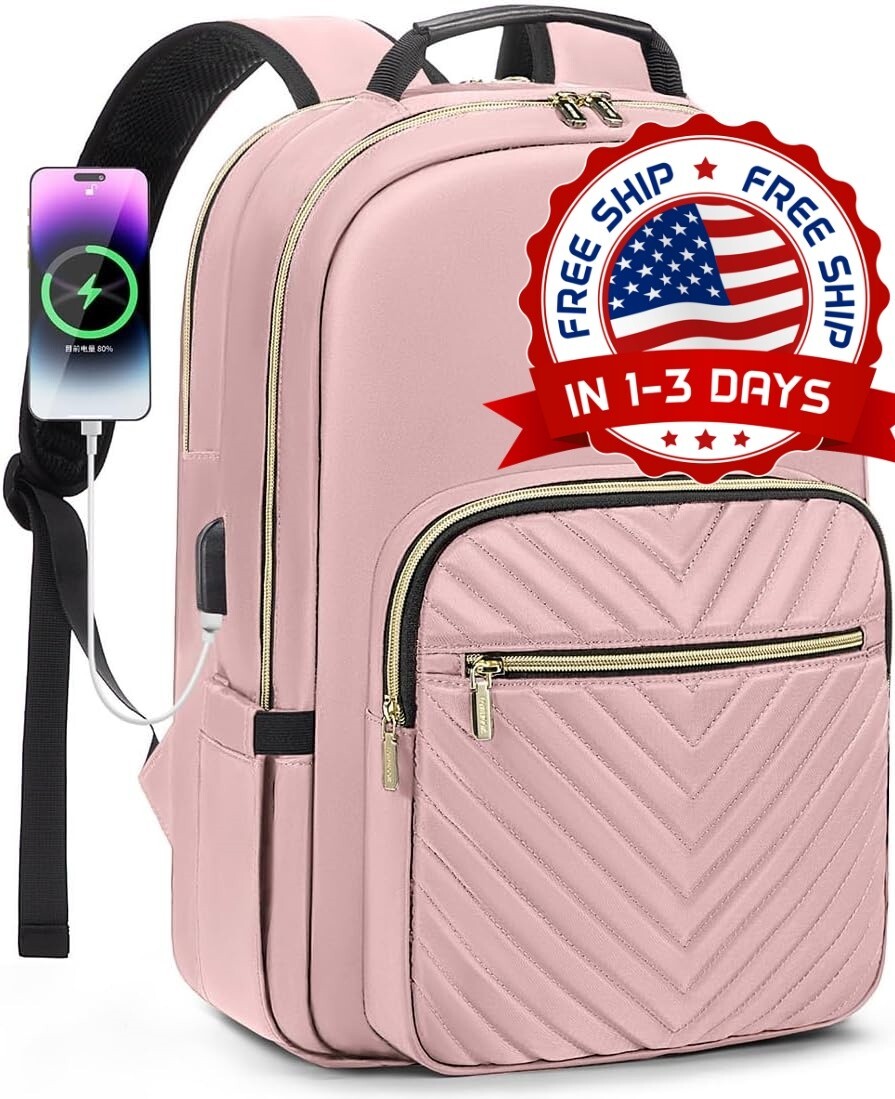 Mochila grande para ordenador portátil para mujer 16 bolsillos 4 compartimentos