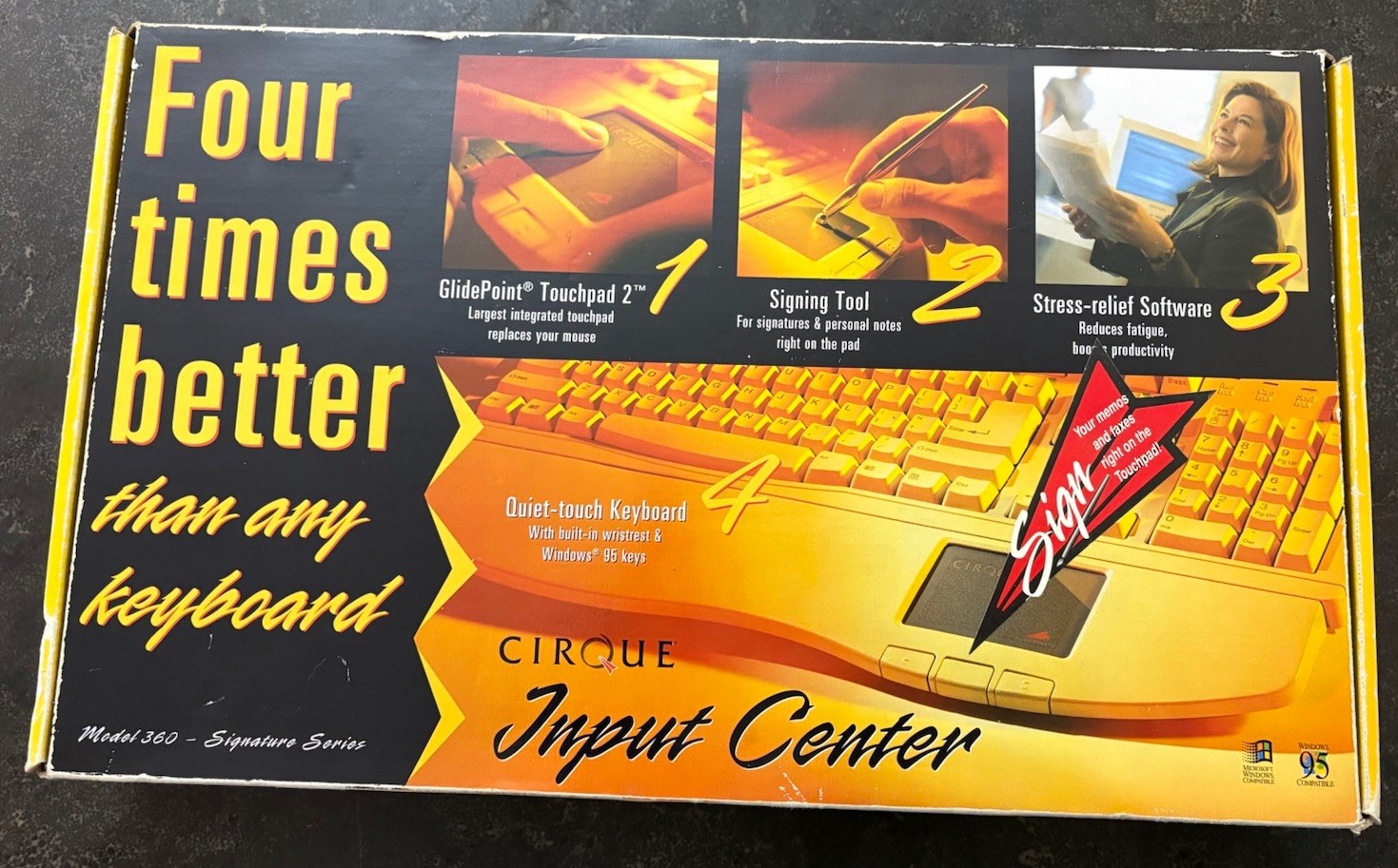Vtg Cirque Input Center Ergonomic Model 360 Signature Series Computer Keyboard