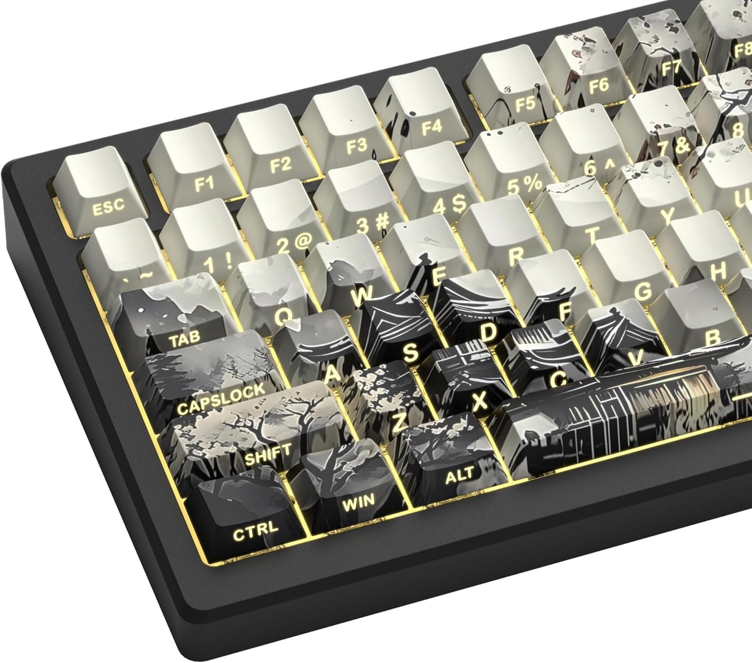 Womier PBT Keycaps Set 130 Keys, Custom White Japanese Keyboard Doubleshot Dy...