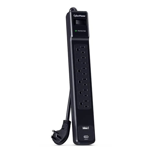 Cyber Power CSP604UC CYBERPOWER CSP604UC SURGE 1500J 4 CORD USB-AC BLACK