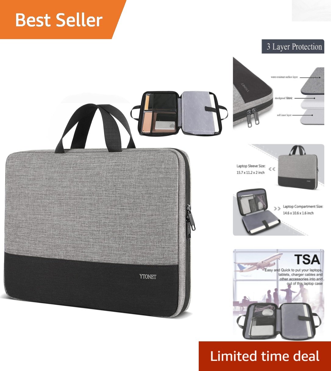 Lightweight 15.6 Inch Padded Laptop Case - Perfect for Daily Business & Travel