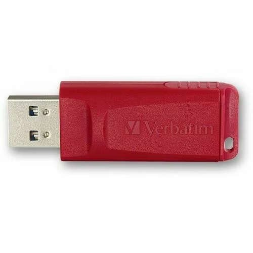 Verbatim 98525 Store 'n' Go 128GB USB 2.0 Flash Drive Red Retractable Capless