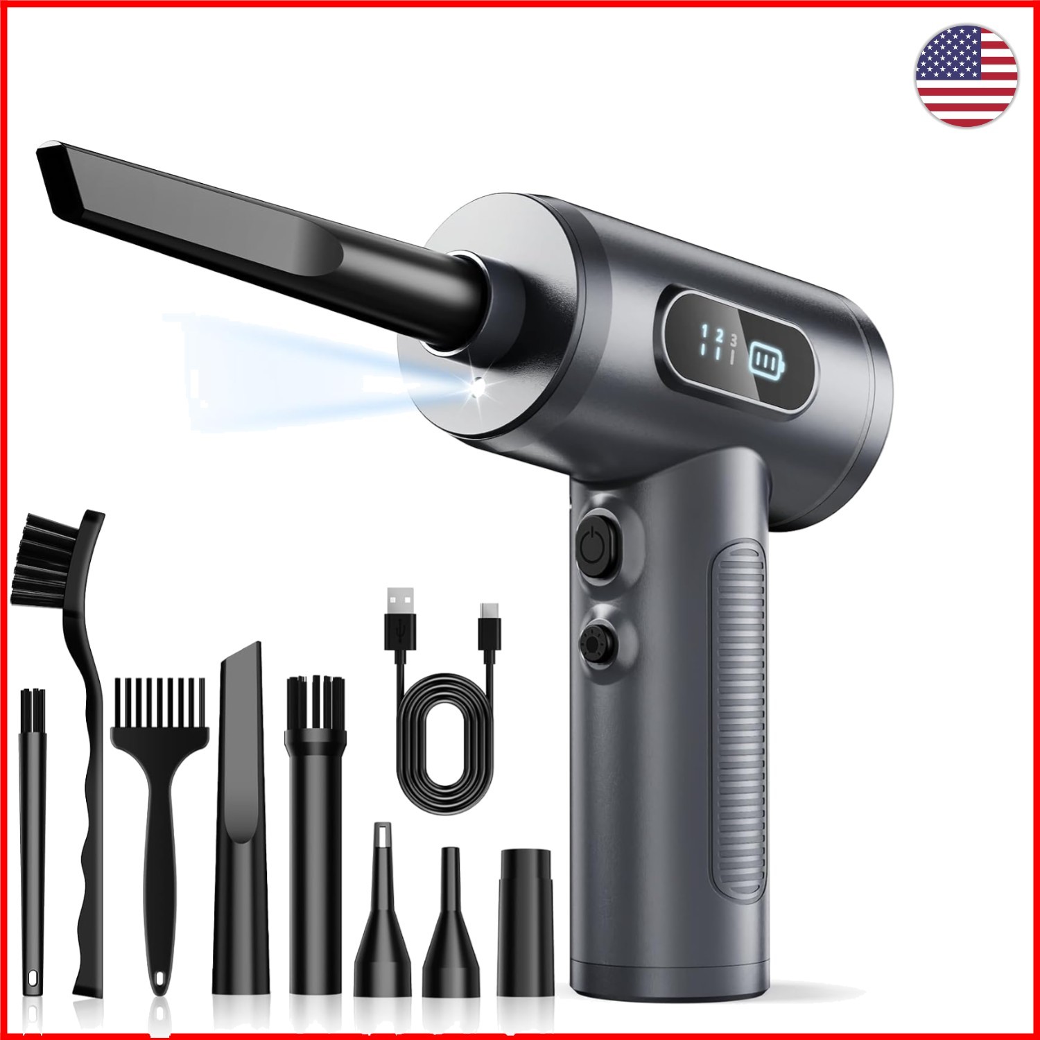 Eco-Friendly Cordless Electric Air Blower - 5 Nozzles for Versatile Cleaning