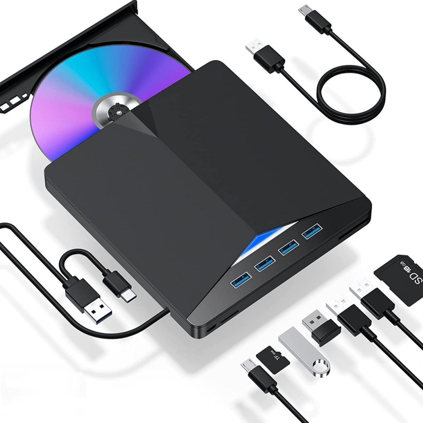 7 IN 1 BD Burner External Drive 4K Blue Ray Burner BD-RW BD DVD RW Disc Writer💯