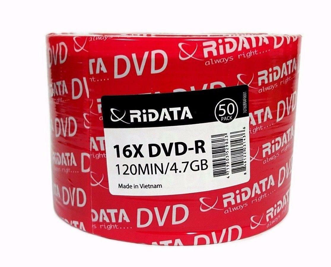 50 RIDATA Blank 16X  DVD-R DVDR Branded Logo 4.7GB Recordable Media Disc