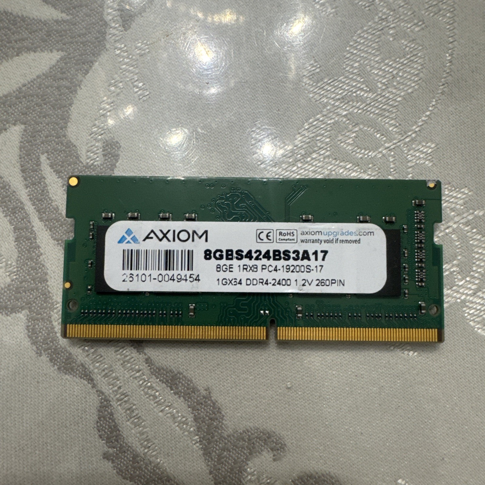 Axiom 8GB DDR4 2400MHz Laptop RAM SODIMM PC4-19200 8GBS424BS3A17 1Rx8 Tested 