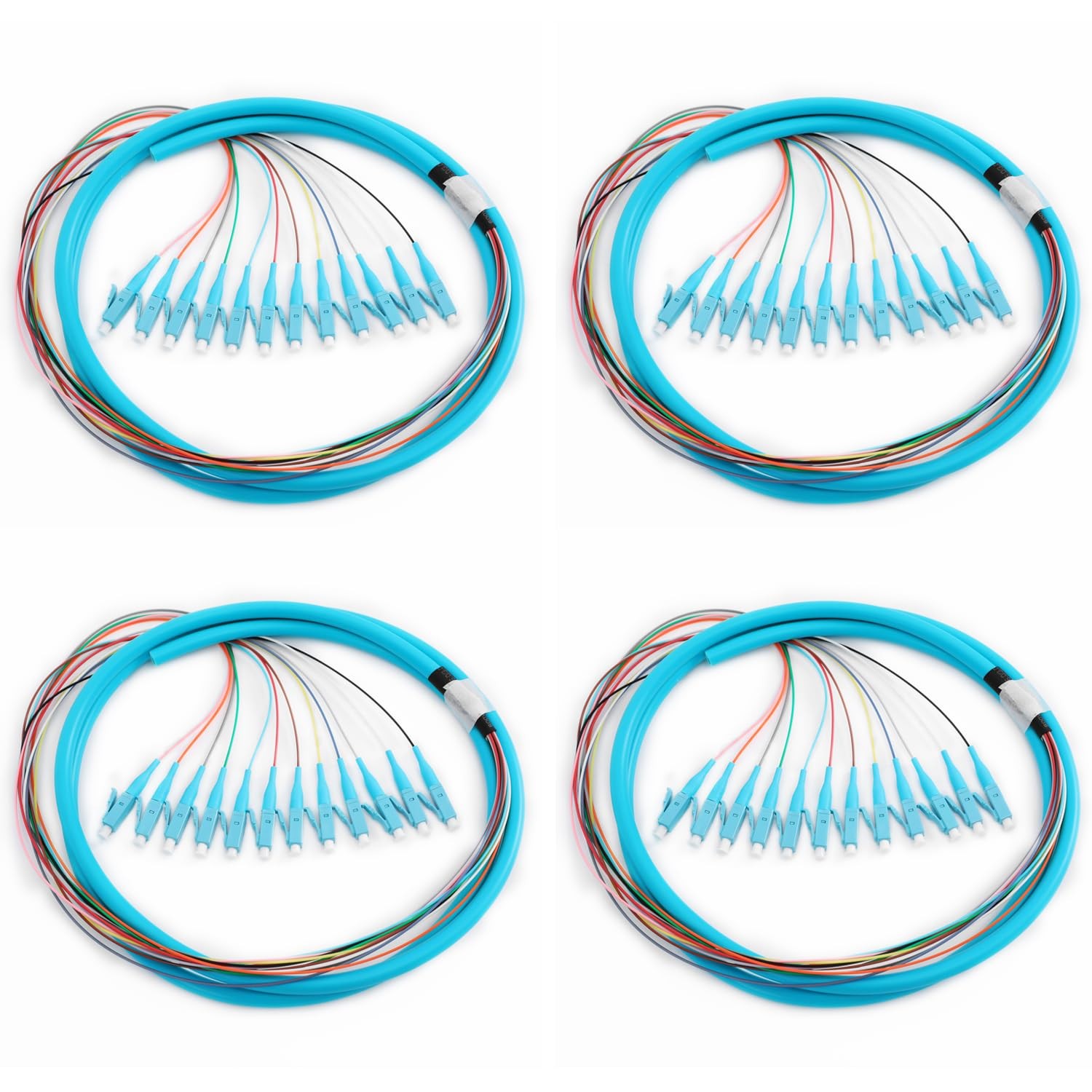 4 PCS LCOM3 12 Pigtail Strand Multimode OM3/OM4 50/125 LCUPC 1.5 Meter