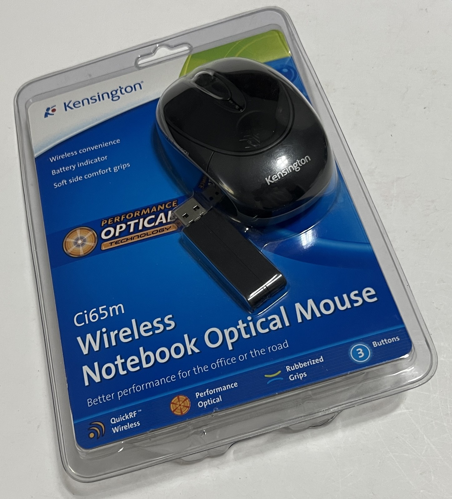 Kensington Ci65m Wireless Notebook Optical Mouse Black w/ Mini USB Receiver NEW