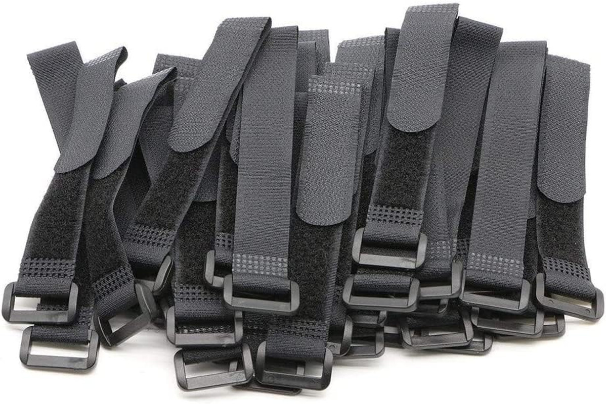25Pcs Black Reusable Fastening Cable Straps, Hook and Loop Cable Tie down Straps