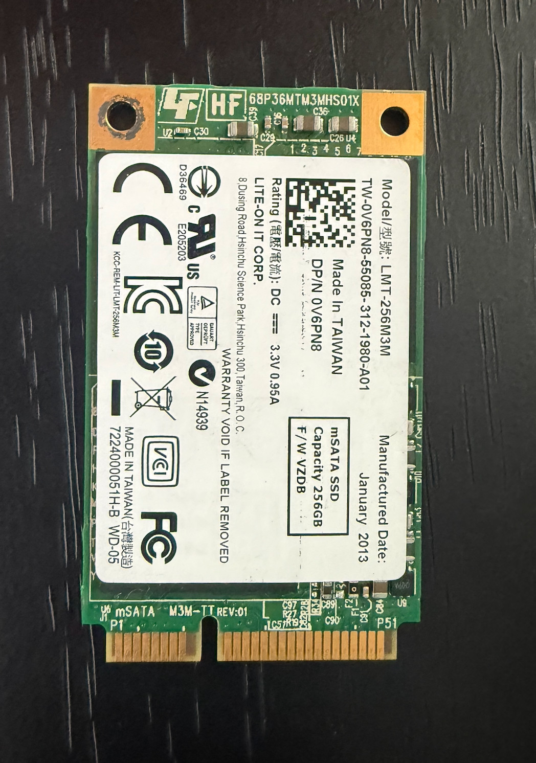 DELL LMT-256M3M-41 256GB mSATA SSD 0V6PN8.