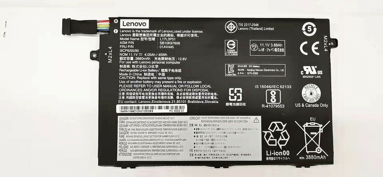 01AV446 Genuine L17C3P51 L17L3P51 Battery fr Lenovo ThinkPad E480 E490 E580 E590