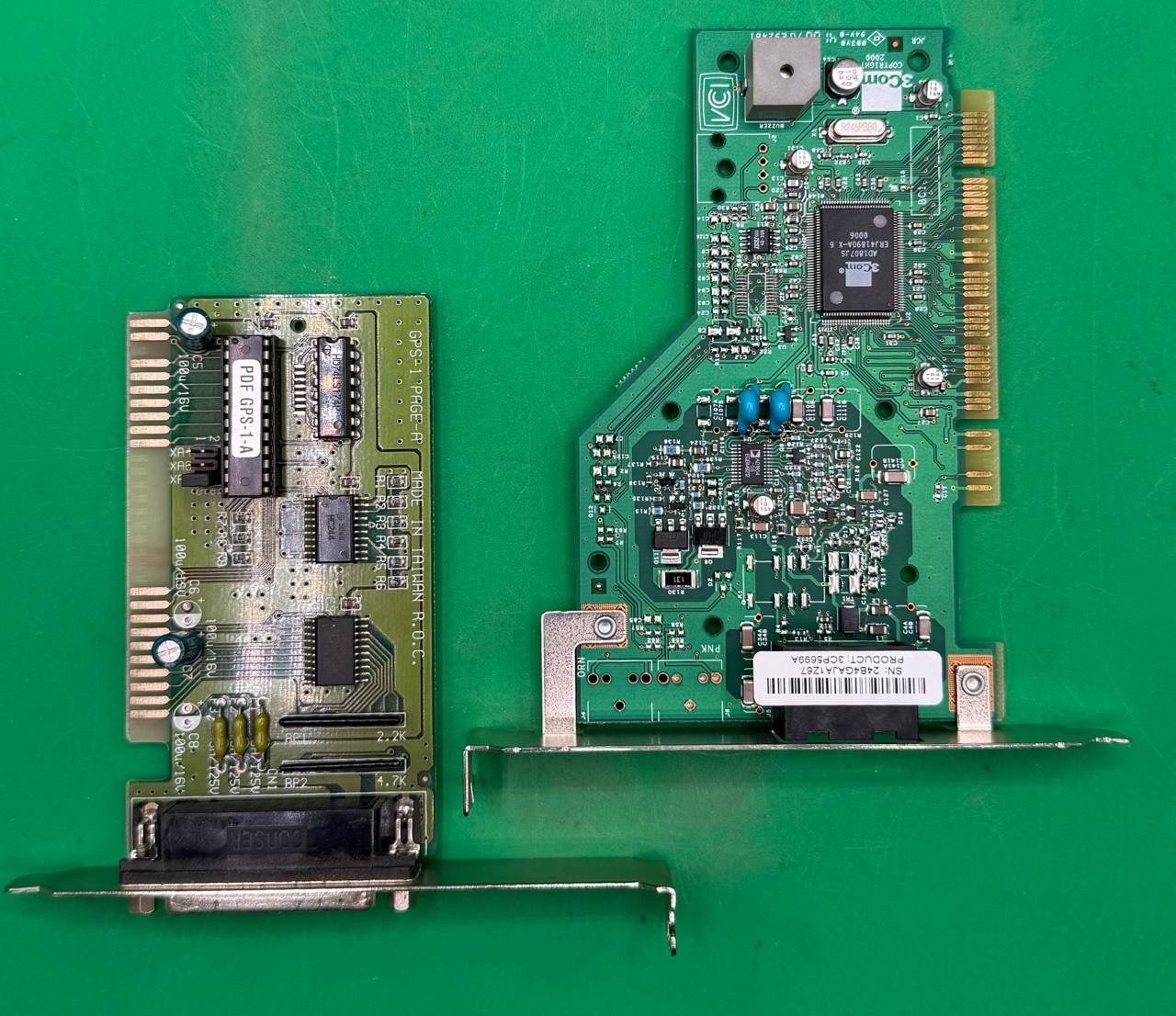 Lot of 2 Vintage PC Expansion Cards 3Com US Robotics PCI Modem ISA DB25 TC