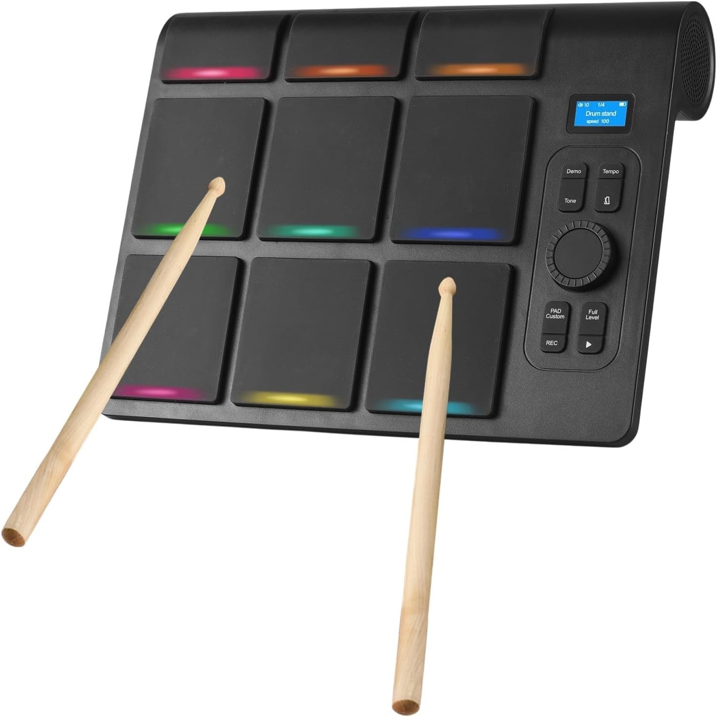 Electronic Tabletop Drum Set with 2 Speaker 9 Pads Color Lighting Supports BT...
