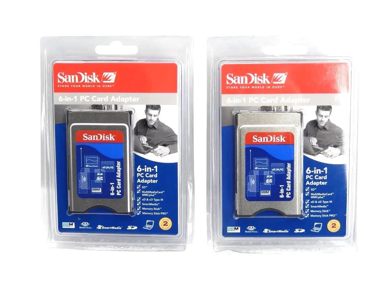 Lot of 2 SanDisk 6-in-1 PC Card Adapter SDAD-67-A10 - 