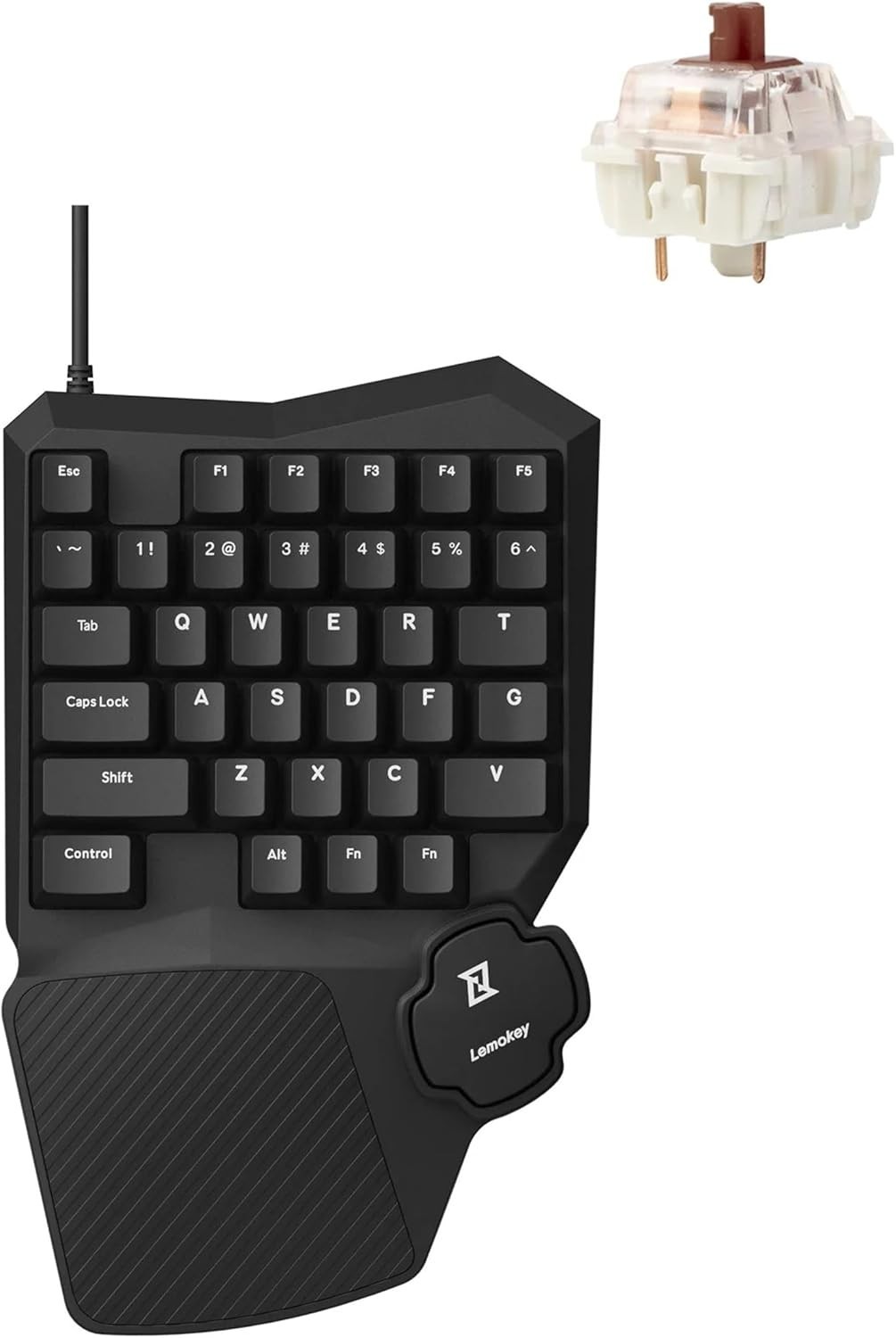 One Handed Gaming Keyboard 35 Keys North-Facing Red Backlit Wired Programmable