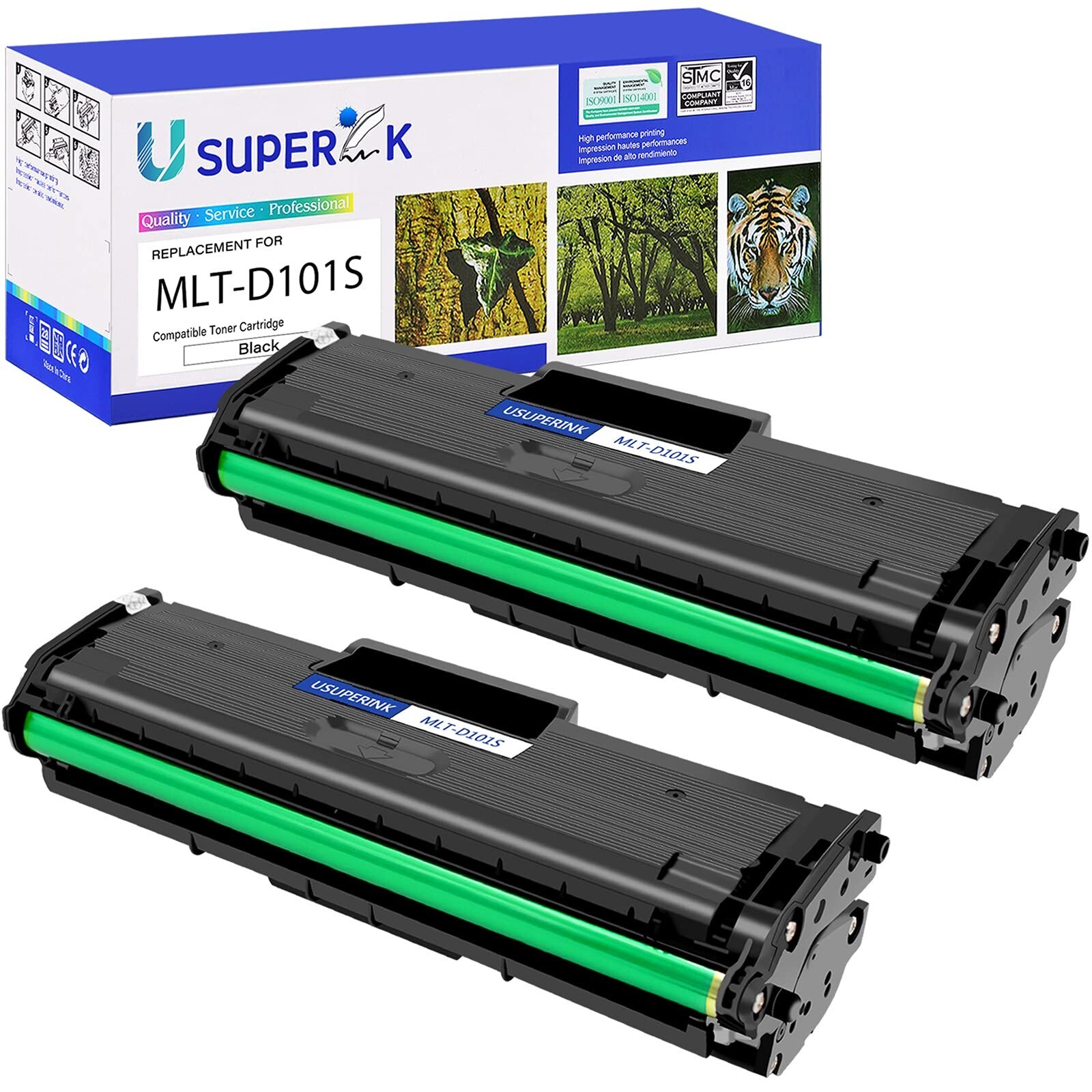 2 PK Black Toner Cartridge Replacement Compatible for Samsung MLT-D101S MLTD1...
