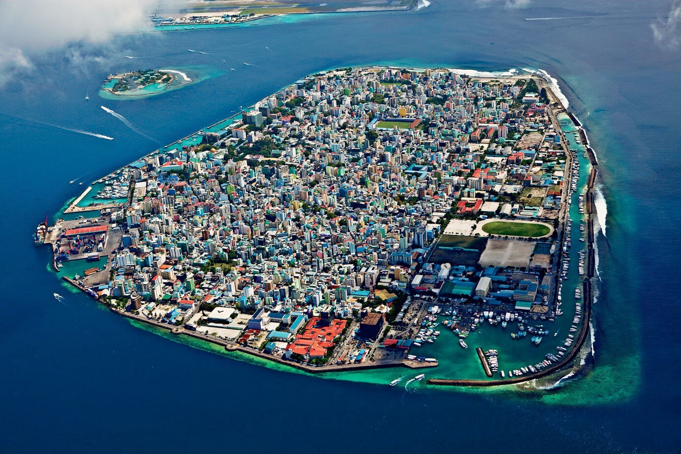 Landscape architecture city maldives island aerial view Custom Gaming Mat Desk