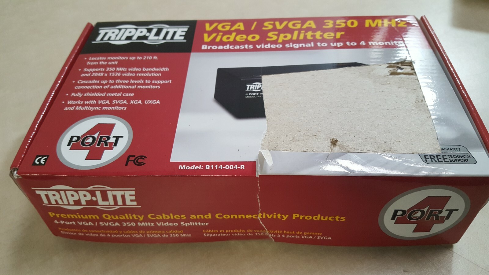  Tripp-Lite B114-004-R VGA Splitter Video Switchbox 4 Port SVGA  Splitter