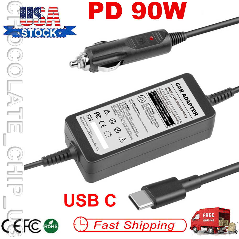 USB-C CAR Charger for Lenovo Thinkpad E14 E15 L13 L14 T14S T15 Laptop DC Adapter