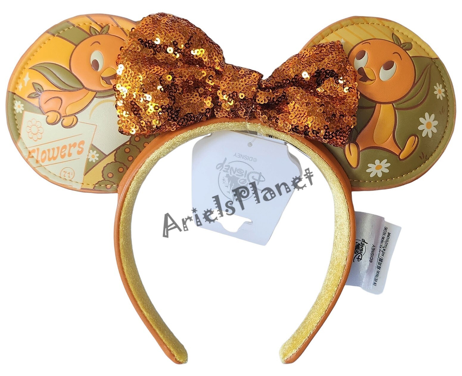 Disney Parks Orange Bird Flowers Minnie Mouse Ear Headband