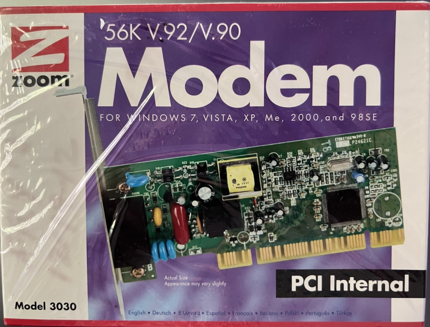Zoom 56K V.92/V.90 PCI Internal Modem Model 3030 Sealed