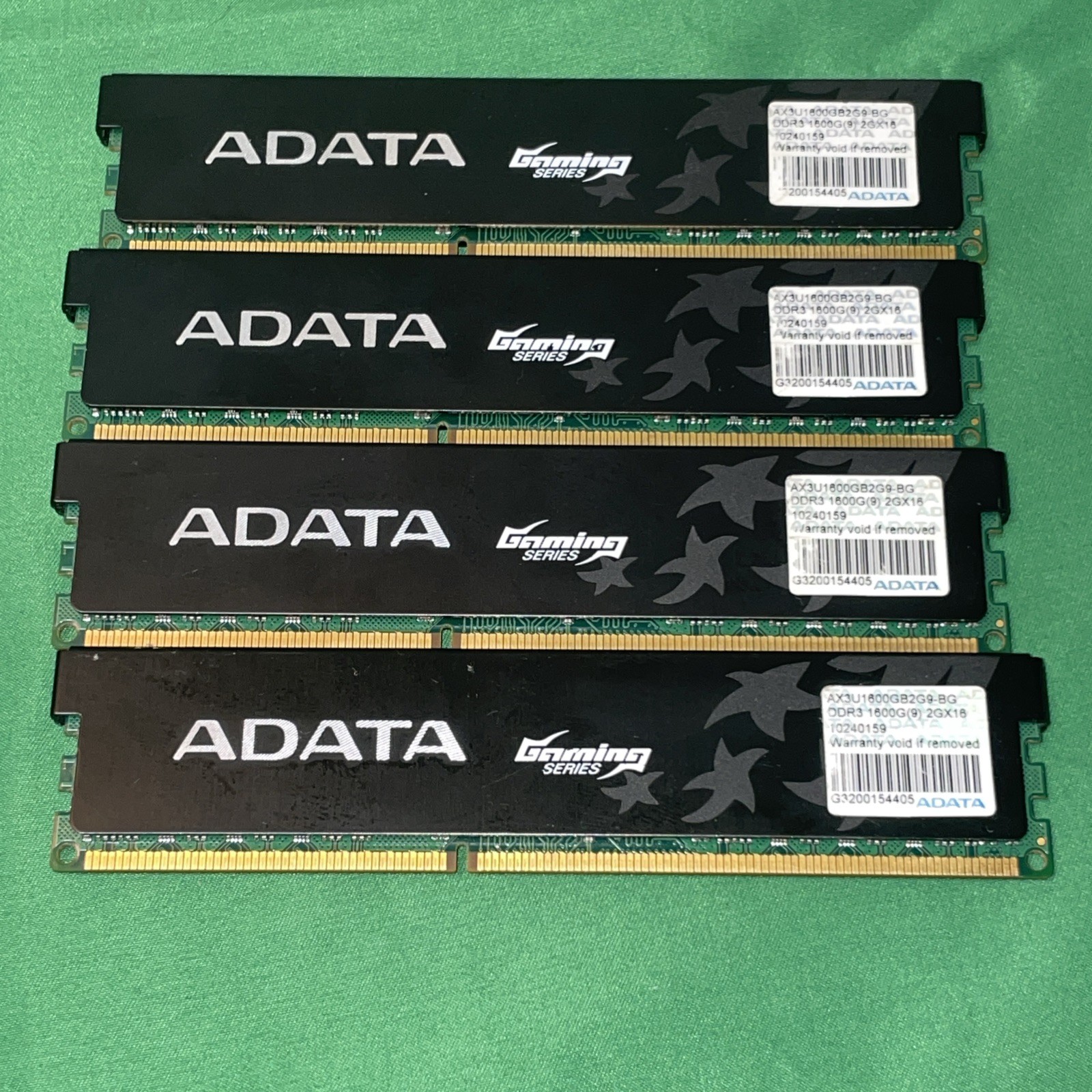 Kit of 4 ADATA AX3U1600GB2G9-2G Gaming RAM 8GB (2GBx4) DDR3-1600 USED TESTED