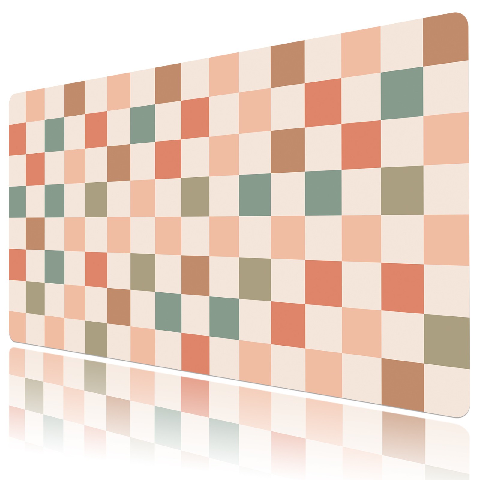 Boho Rainbow Colorful Checkered Desk Pad for Keyboard Desk Mat 31.5x15.7 inch