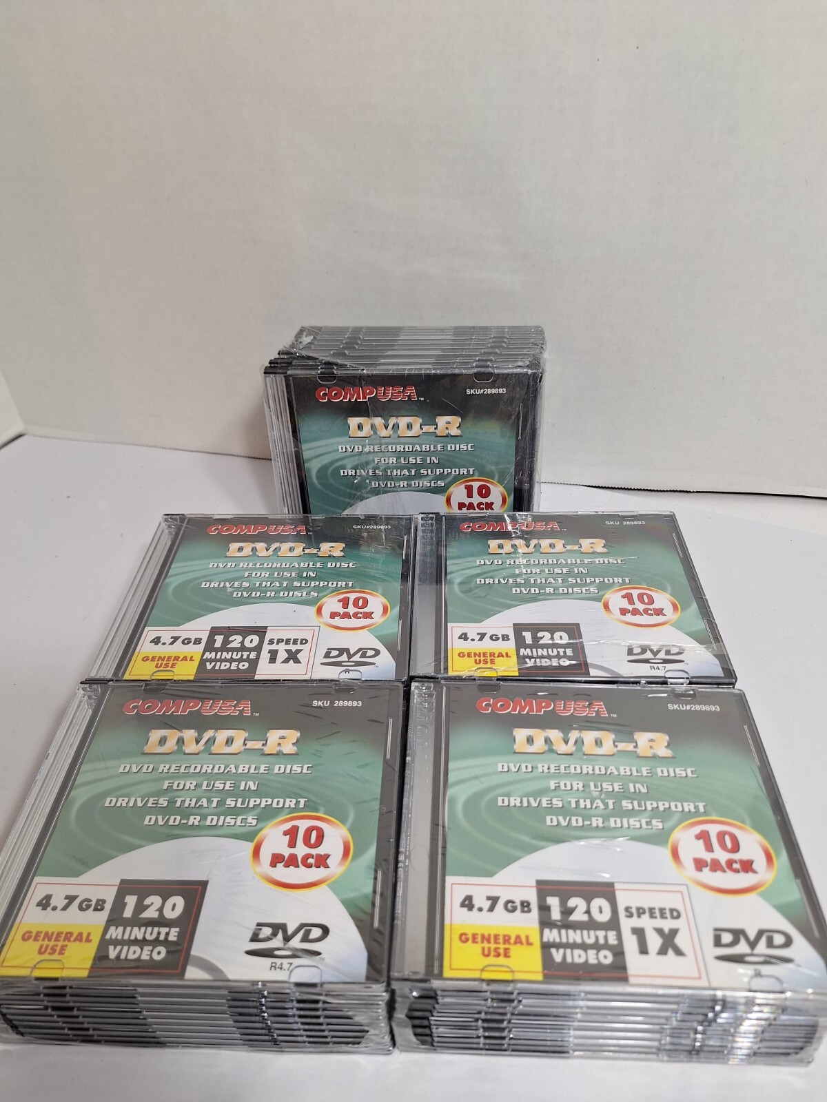 CompUSA 10 pack DVD-R recordable DVDs 4.7 GB in Jewel Cases 120 Min Lot Of 5