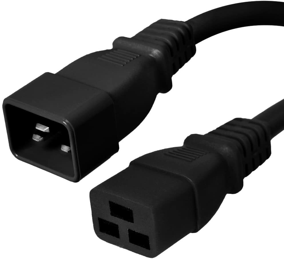 5 PACK LOT 12ft IEC C20 - C19 Black Power Cord 12AWG 20A/2500W 100-250V 3.7M