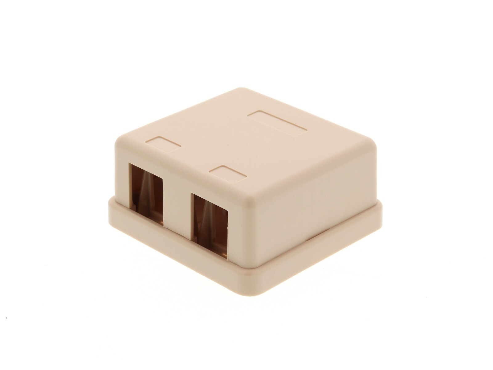 2-Port Dual Keystone Jack Surface Mount Housing Box - RJ45 RJ12 RJ11 - Ivory
