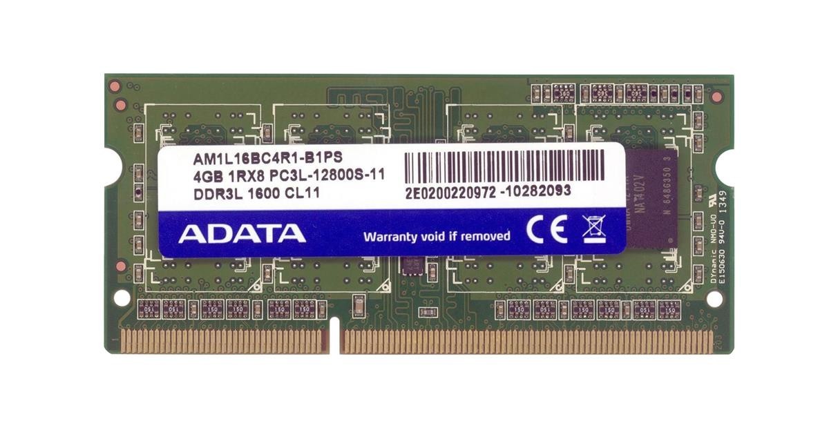 ADATA 4GB x1 DDR3L 1600mhz 1.35v AM1L16BC4R1-B1PS SODIMM RAM - SINGLE MODULE