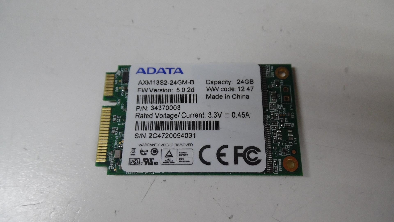 Genuine Sony VAIO PCG-71211L ADATA 24GB SSD - AXM13S2-24GM-B - Tested